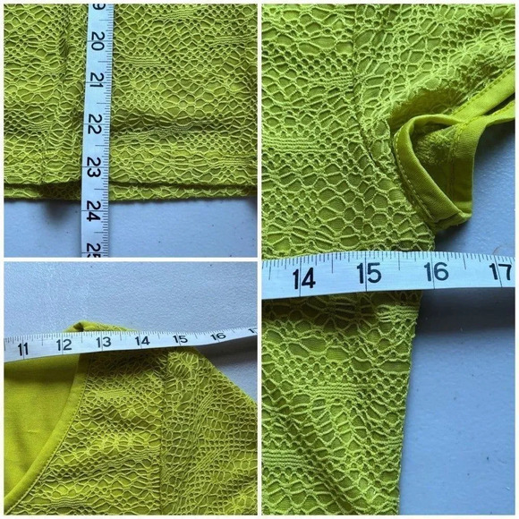 Ann Taylor Neon Yellow Crochet Overlay Top Women’s S – Y2K Retro 80s 90s Fishnet - Picture 6 of 9